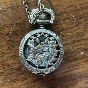 Bronze Carved Flower Antique Pocket Watch